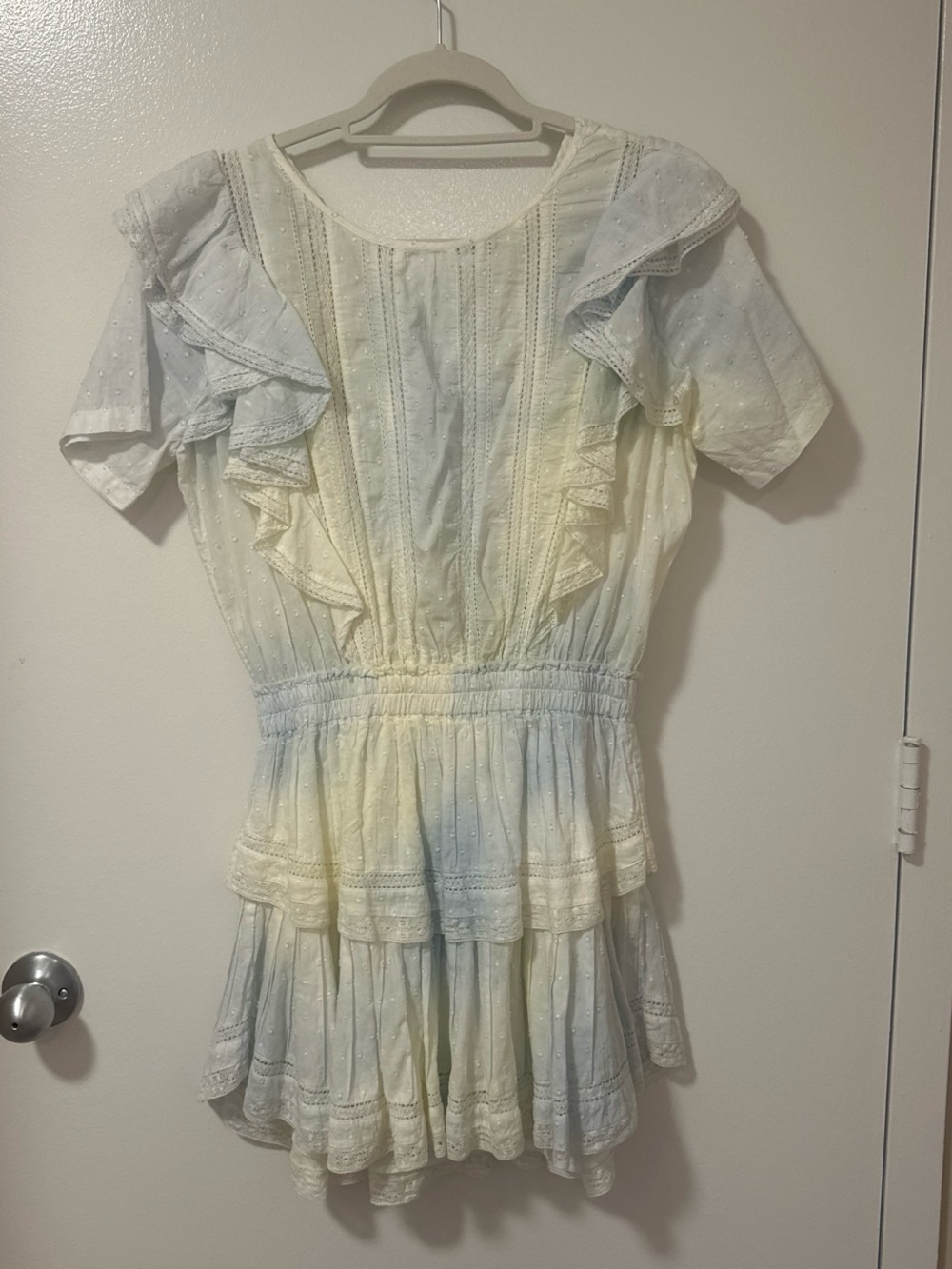 Love shack fancy Pastel Yellow & Blue Ruffle Dress